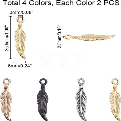 Unicraftale 8Pcs 4 Colors 304 Stainless Steel Pendants STAS-UN0021-06-1