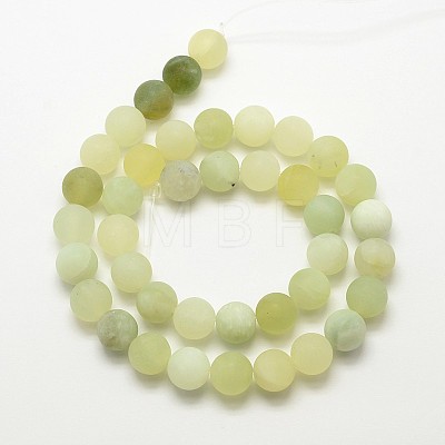 Natural New Jade Stone Frosted Round Bead Strands G-O039-06-8mm-1