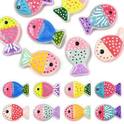 8Pcs 8 Colors Painted Glass Beads LAMP-YW0004-07-1