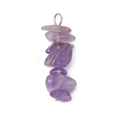 3Pcs Natural Rose Quartz & Amethyst & Lapis Lazuli Chip Beaded Constellation Pendants PALLOY-JF03043-07-1