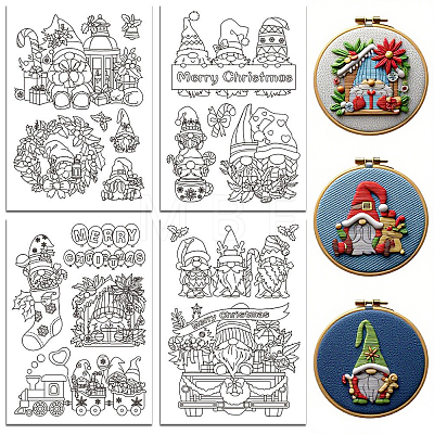 4 Sheets 11.6x8.2 Inch Stick and Stitch Embroidery Patterns DIY-WH0455-238-1
