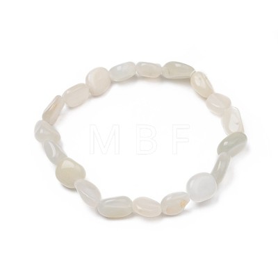 Natural White Moonstone Stretch Beaded Bracelets BJEW-K213-C02-1