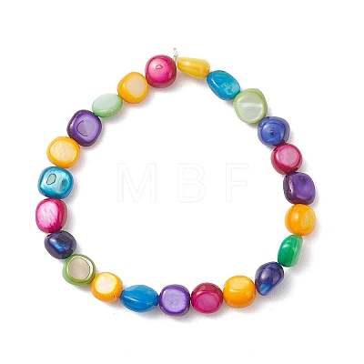 Dyed Natural Shell Beads Stretch Bracelets for Women BJEW-JB13582-1