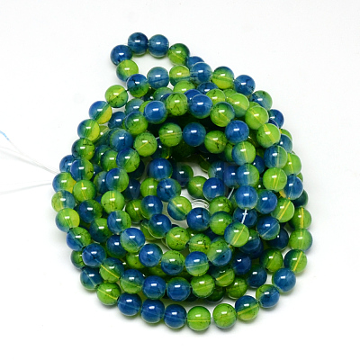Baking Painted Glass Beads Strands DGLA-Q023-8mm-DB63-1