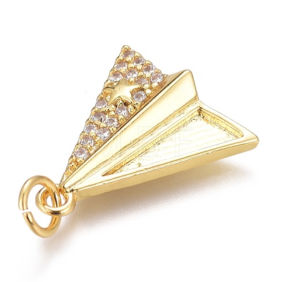 Brass Micro Pave Clear Cubic Zirconia Charms ZIRC-O035-15G-1