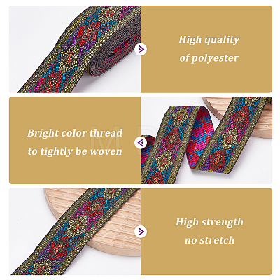 Ethnic Style Embroidery Polyester Ribbons OCOR-WH0079-95-1