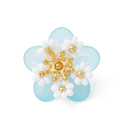 Glass Seed Beaded Flower Pendants PALLOY-MZ01128-01-1