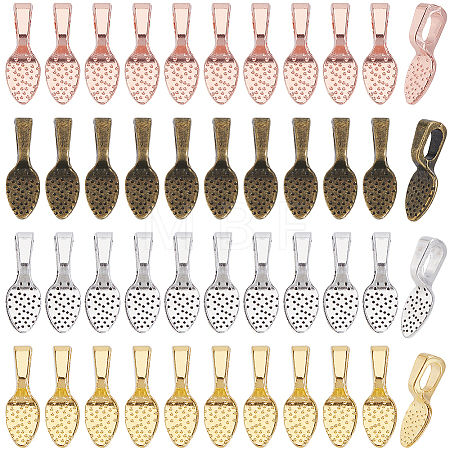 200Pcs 5 Style Alloy Glue-on Flat Pad Bails FIND-SP0001-81-1