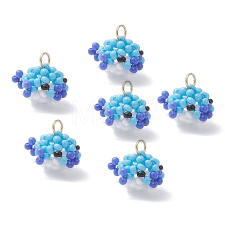 Glass Seed Beaded Puffer Pendants PALLOY-MZ01121-01-1