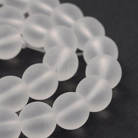 Frosted Glass Round Bead Strands GLAA-J064-8mm-01-1