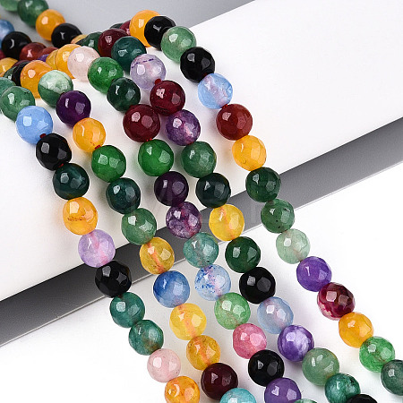 Dyed Natural White Jade Beads Strands G-T139-6mm-60-02-1