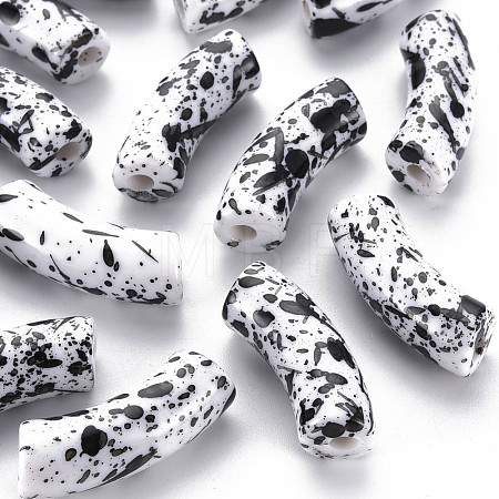 Opaque Spray Painted Acrylic Beads MACR-S372-001F-B04-1