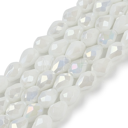 Opaque Solid Color Electroplate Glass Beads Strands EGLA-N013-P8mm-B02-1