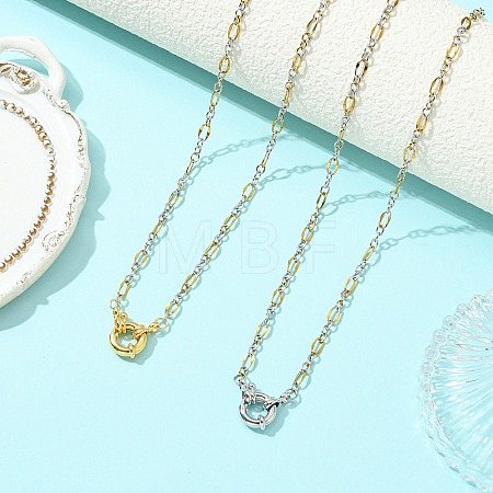 2Pcs 2 Colors 3MM Two Tone 304 Stainless Steel Figaro Chain Necklaces NJEW-JN06465-1
