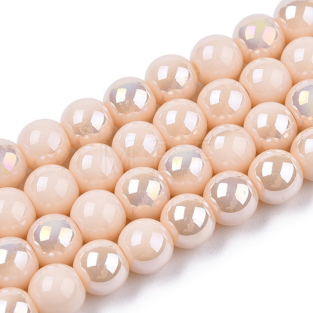 Electroplate Opaque Glass Beads Strands X-GLAA-T032-P6mm-AB09-1
