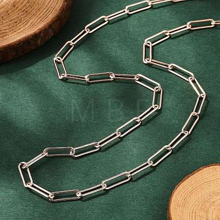 Brass Round Oval Paperclip Chain Necklace Making MAK-S072-04A-RG-1