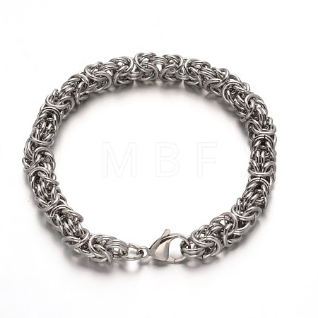 Tarnish Resistant 304 Stainless Steel Byzantine Chains Bracelets X-STAS-L149-14-1