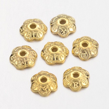 6-Petal Tibetan Style Alloy Flower Bead Caps TIBE-S220-G-01-NR-1