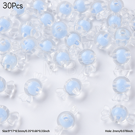 30Pcs Transparent Acrylic Beads OACR-YW0002-18B-1