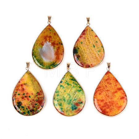 Brass Pave Dyed Natural Agate Big Pendants G-T139-96-1