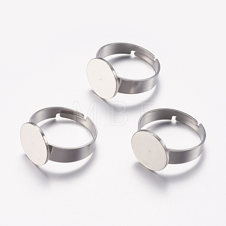 Tarnish Resistant Adjustable 304 Stainless Steel Finger Rings Components X-STAS-F149-20P-1