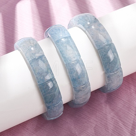 Rectangle Natural Dyed White Jade Imitation Aquamarine Beaded Stretch Bracelets for Women Men GG-CBA9ACE-C11-1