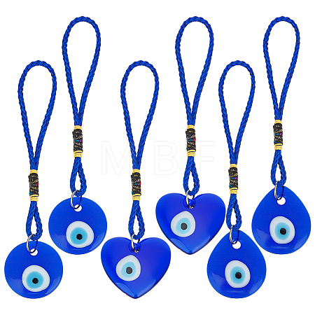 6Pcs 3 Styles Handmade Lampwork Evil Eye Car Rearview Mirror Pendant Decorations HJEW-ME00111-1