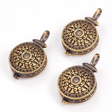 Brass Locket Pendants KK-K176-15AB-1