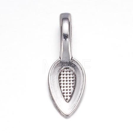 Tibetan Style Alloy Glue-on Flat Pad Bails X-AB3348Y-1