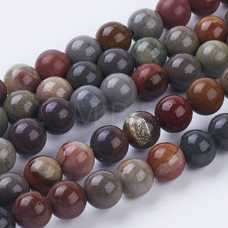 Natural Ocean Jasper Beads Strands G-P318-01-6mm-1