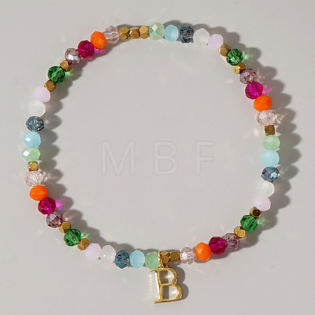 Brass Initial Charm Bracelets KC4213-2-1