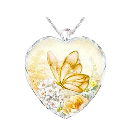 Heart Glass Pendant Necklaces PW23052492326-1