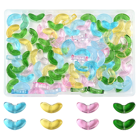 200Pcs Spray Painted Transparent Glass Beads GLAA-FS0002-54A-1