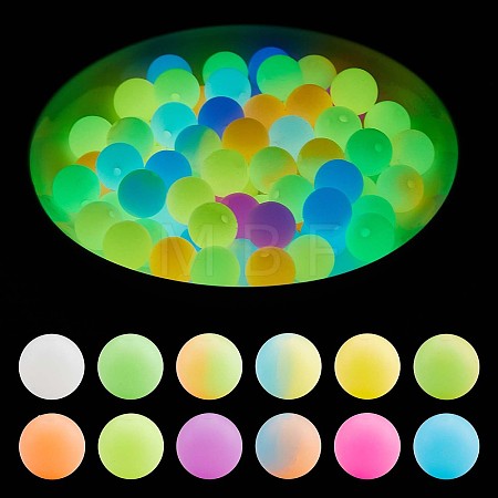 120Pcs Silicone Beads 12mm Fluorescent Silicone Beads for Keychain Making JX328A-1