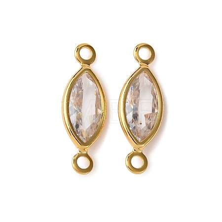 Brass Pave Clear Cubic Zirconia Connector Charms KK-Z121-06G-06-1
