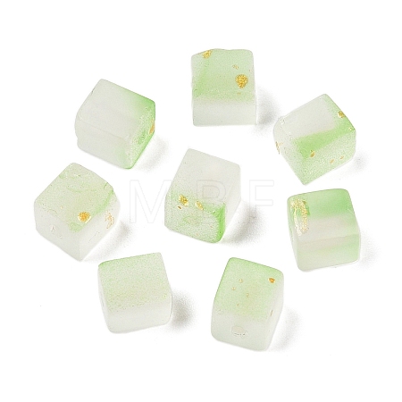 Frosted Glass Beads with Golden Glitter Powder DGLA-NH001-6mm-01D-1