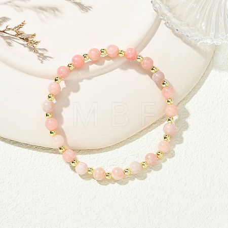 Natural Pink Opal & Synthetic Hematite Non-magnetic Beaded Stretch Bracelets for Women BJEW-JB13940-03-1