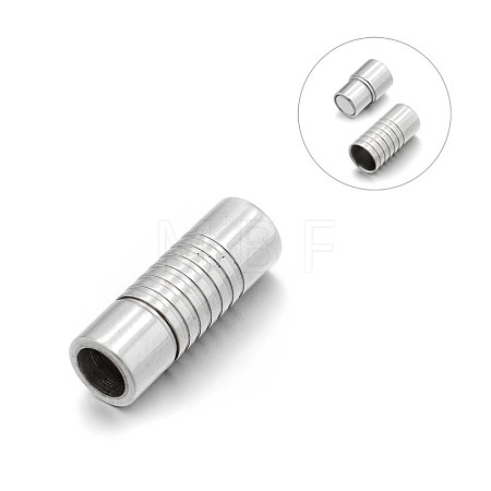 Tarnish Resistant Smooth 304 Stainless Steel Column Magnetic Clasps with Glue-in Ends STAS-E089-33A-1