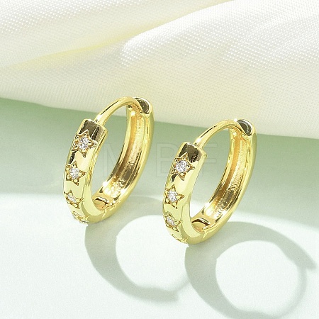 Brass Micro Pave Clear Cubic Zirconia Hoop Earrings EJEW-C122-05G-1