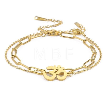 304 Stainless Steel Paperclip Chains & Cable Chain Bracelet Sets AJEW-U005-05F-G-1