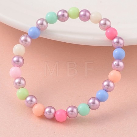 Imitation Pearl Acrylic Beaded Stretch Kids Bracelets BJEW-JB02069-03-1