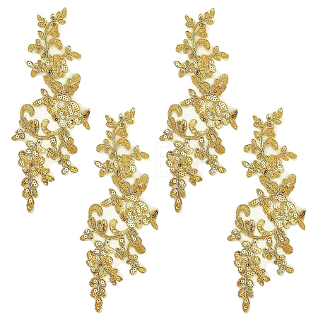 2Pairs Leaves Polyester Embroidery Ornaments Accessories DIY-GF0014-46C-1