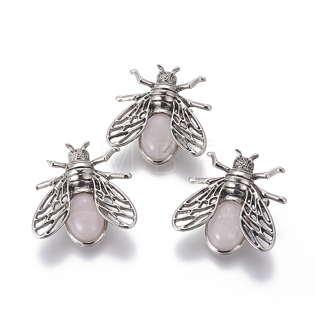 Natural Rose Quartz Brooches G-A176-D09-1-1