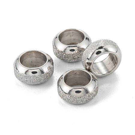 Tarnish Resistant Frosted 201 Stainless Steel European Beads STAS-B020-13P-1