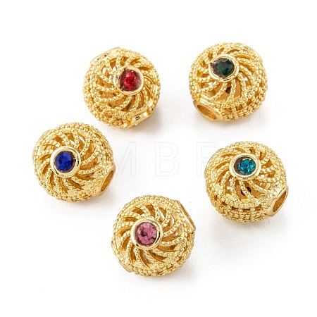 Brass Micro Pave Cubic Zirconia Beads ZIRC-P088-08G-1