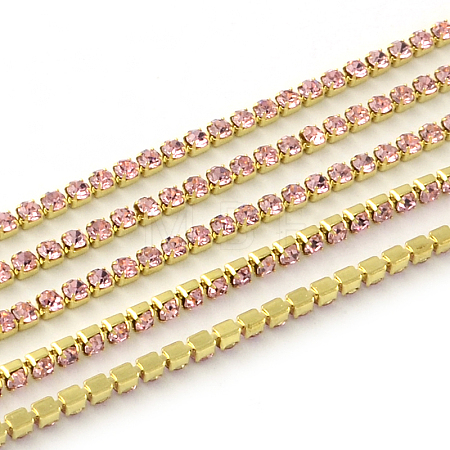 Nickel Free Raw(Unplated) Brass Rhinestone Strass Chains CHC-R119-S6-15C-1-1