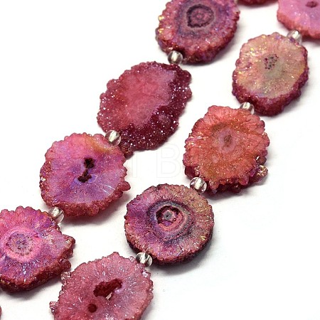 Natural Druzy Quartz Crystal Beads Strands G-F582-A14-1