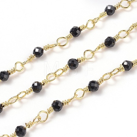 3.28 Feet Natural Black Spinel Handmade Beaded Chains X-CHC-K008-A01-1