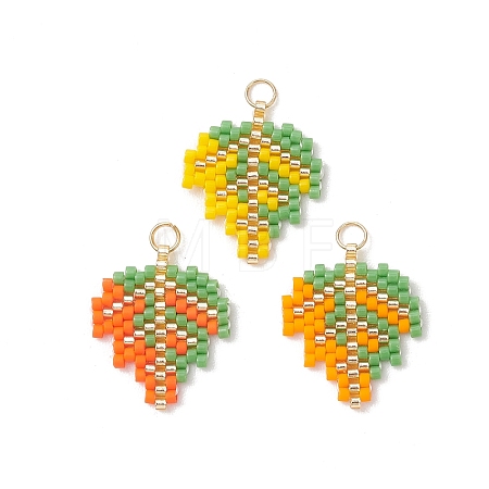 3Pcs 3 Colors Glass Seed Beaded Pendants PALLOY-MZ01266-1