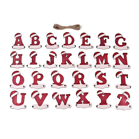 26Pcs UV Single Face Printed Wood Pendant Decorations WOOD-N020-40-1